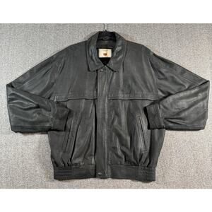 Misuri Leather Jacket Mens Large 52 Black Bomber Classic Made in Italy